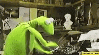 Kermit The Frog Typing On Typewriter GIF