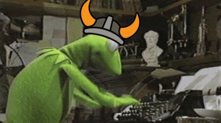 Kermit Typing Evil Horn GIF