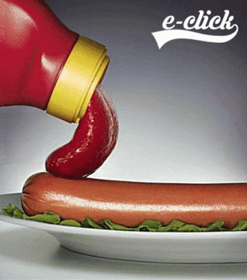 Ketchup Licking Sausage Ad  GIF