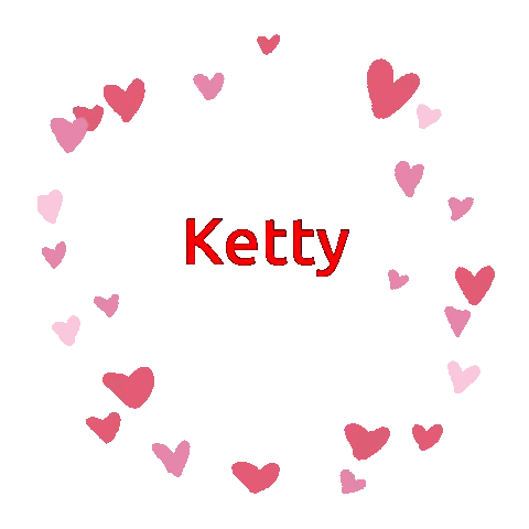 Ketty Name Surrounded by Red and Pink Hearts