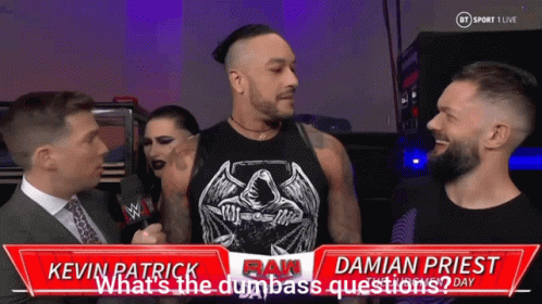 Kevin Patrick And Damian Priest Are Being Interviewed On A Wrestling Show GIF
