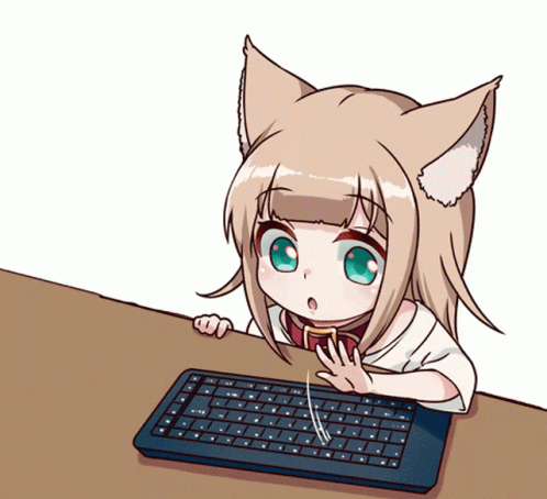 Anime Keyboard Cat Typing GIF