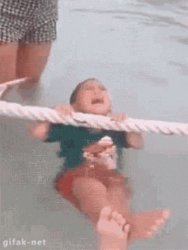 Kid Afraid To Swim GIF