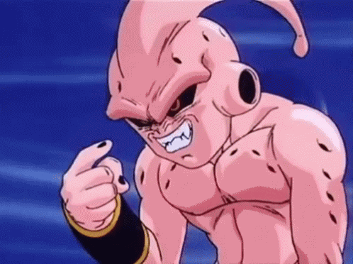 Kid Buu Smirking Pointing Fingers GIF