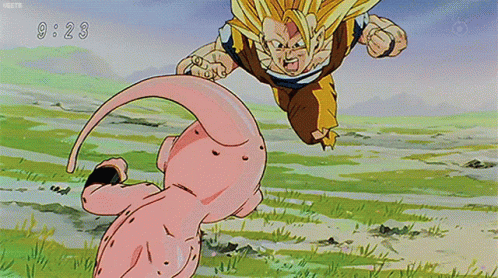 Kid Buu Stretching GIF