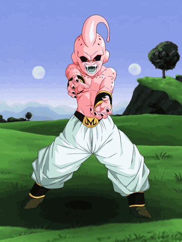 Kid Buu Strong Power Attack GIF