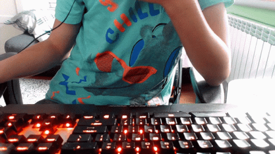 Kid Doing Fast Typing GIF