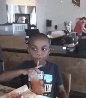 Kid Drinking Juice Saying No! GIF