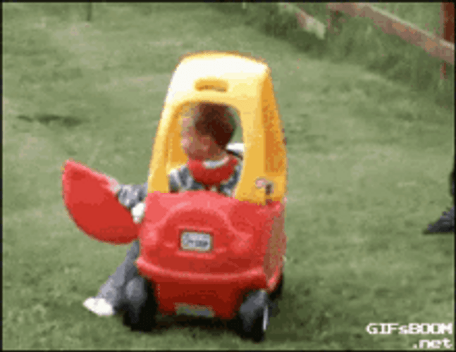 Kid Falls Toy Funny Car GIF