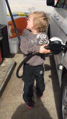 Kid Filling Up Gas Mishap GIF