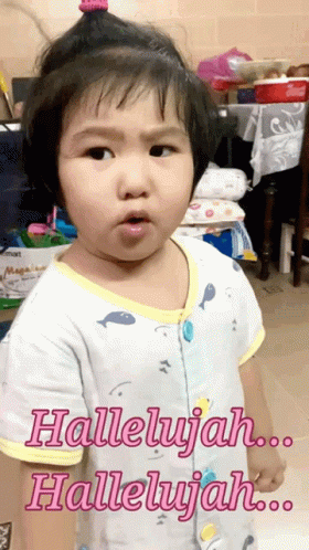 Kid High Tied Hair Hallelujah Meme GIF