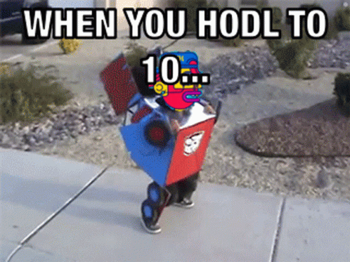 Kid in Robot Costume Walking Saying When You Hodl to 10