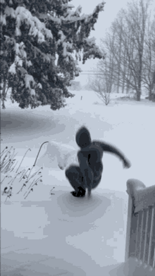 Kid Jumping In Snow GIF