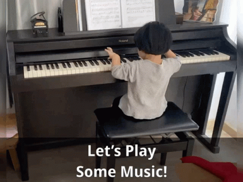 Kid Playing Piano Lets Play Some Music GIF