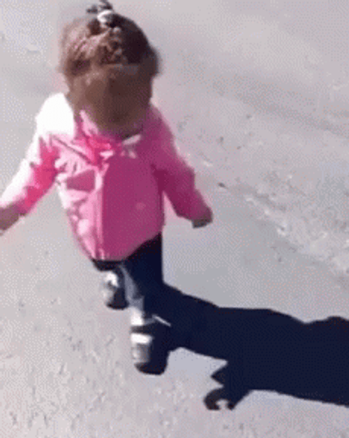 Kid Scared On Her Shadow GIF