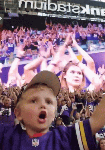 Kid Shouting Skol Vikings Let's Go GIF