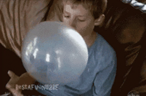 Kid Slapping The Huge Bubble Gum Balloon GIF