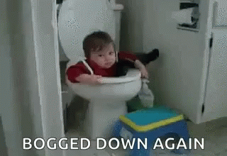 Kid Stuck On Bathroom Toilet GIF