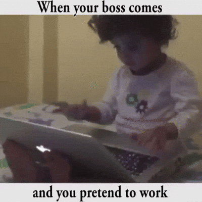 Kid Typing Pretending To Work GIF