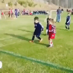 Kids Hugging Soccer Game GIF