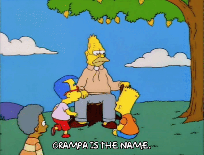 Kids Sitting Around Grandpa Simpson For Storytelling GIF