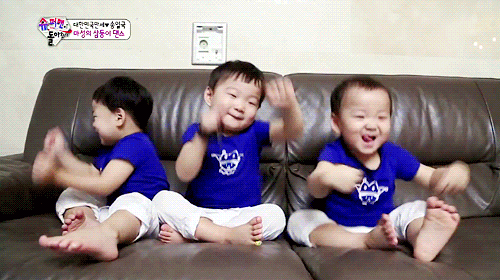 Kids Song Triplets Sitting On Couch GIF