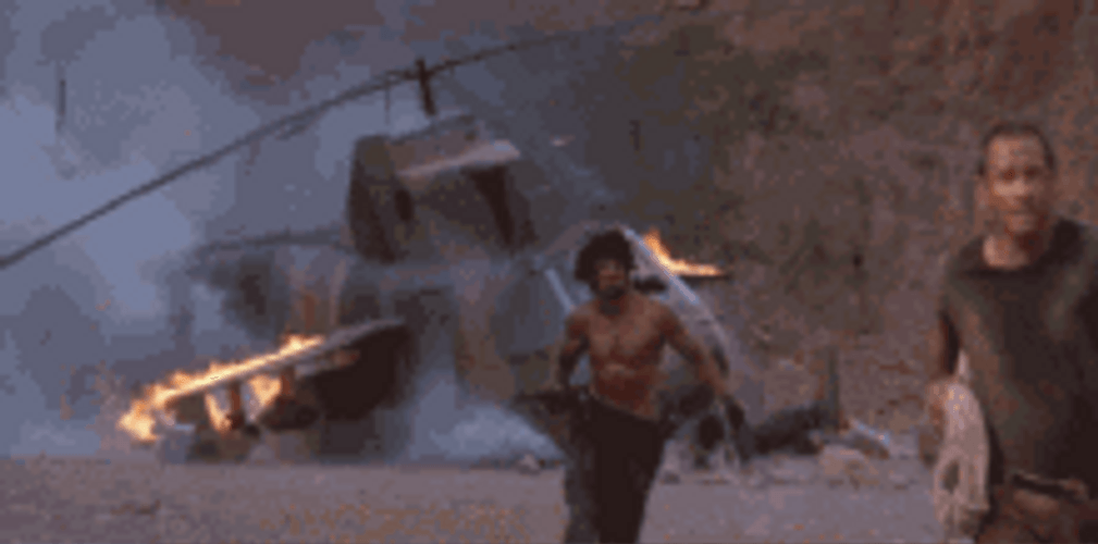 Kill Film John Rambo Running Away From Explosion GIF