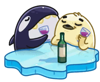 Killer Whale and Seal Drinking Wine