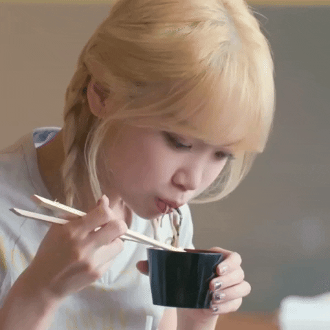 Kim Chaewon Eating Noodles GIF
