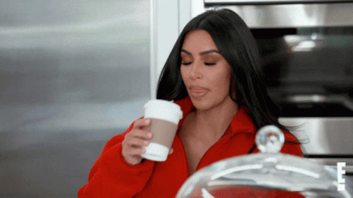 Kim K Drinking Coffee GIF