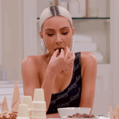 Kim K Eating Snacks GIF