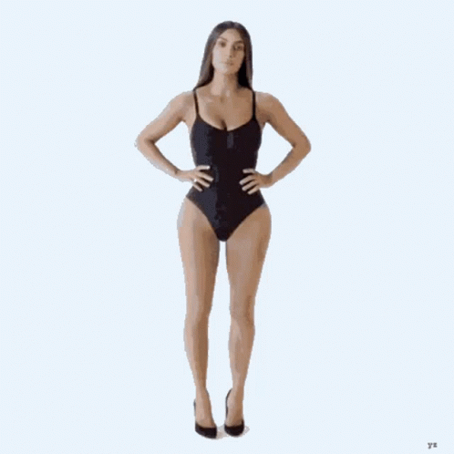Kim K In One Piece Swimsuit GIF