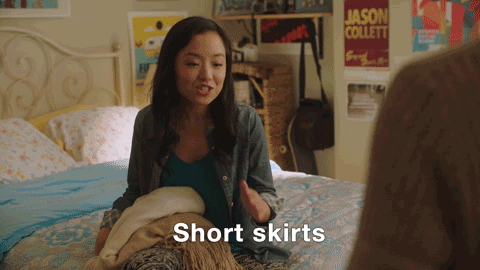 Kim's Convinience Janet Kim Mini Skirt Reminder GIF