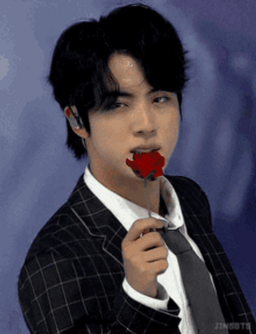 Kim Seok Jin Holding Rose GIF