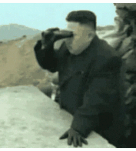 Kin Jong Un Using Binoculars Troll Meme GIF