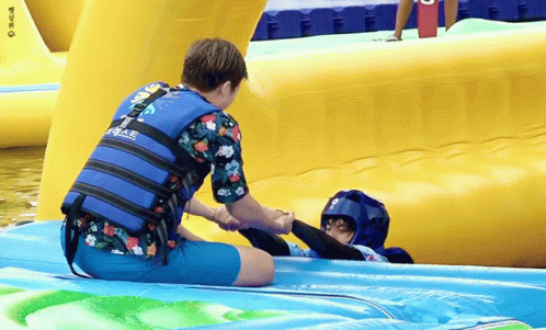 Kindness Bts Rm Pushing Taehyung Up GIF