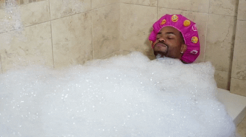 King Bach Takes Out Phone Under Bubble Bath GIF