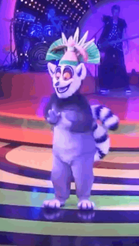 King Julien Mascot Dances On Stage GIF