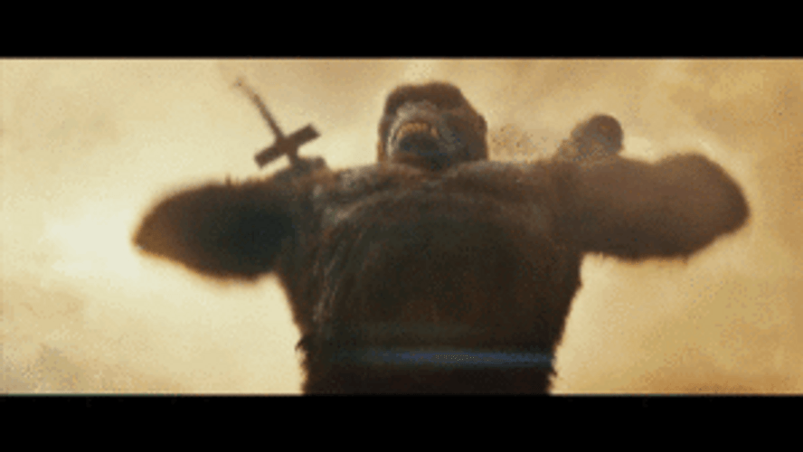 King Kong Destroying Choppers From Sky GIF