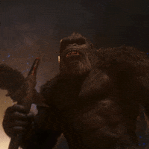 King Kong Displaying His Catch Roaring Forcefully GIF