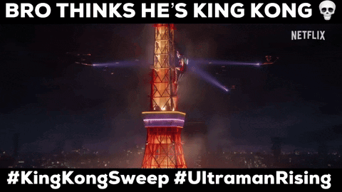 King Kong Netflix Ad Tower Lit at Night