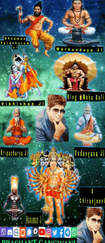 King Mahabali and Chiranjive Religious Collage