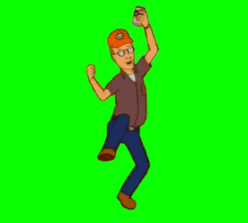 King of the Hill Character Dancing Holding Beer