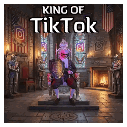 King of TikTok Poster with Man on Throne
