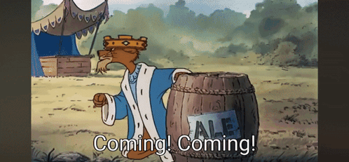 King With Barrel Saying Ale GIF