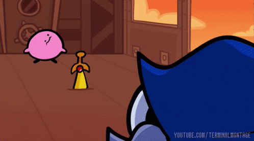 Kirbo Fluffy Pink Creature Flash Zoom In GIF