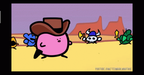 Kirbo Pink Puffball Cowboy Hat GIF