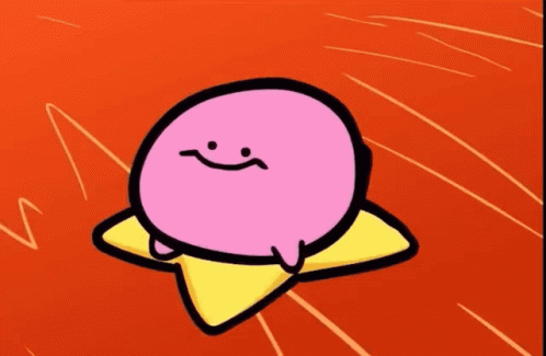 Kirbo Riding The Spinning Star GIF