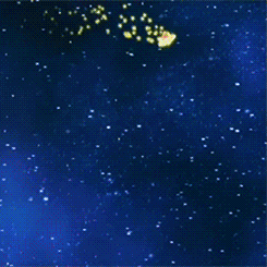 Kirby Flying With Starship GIF