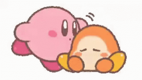 Kirby Is Kissing A Sad Kirby On The Head . GIF